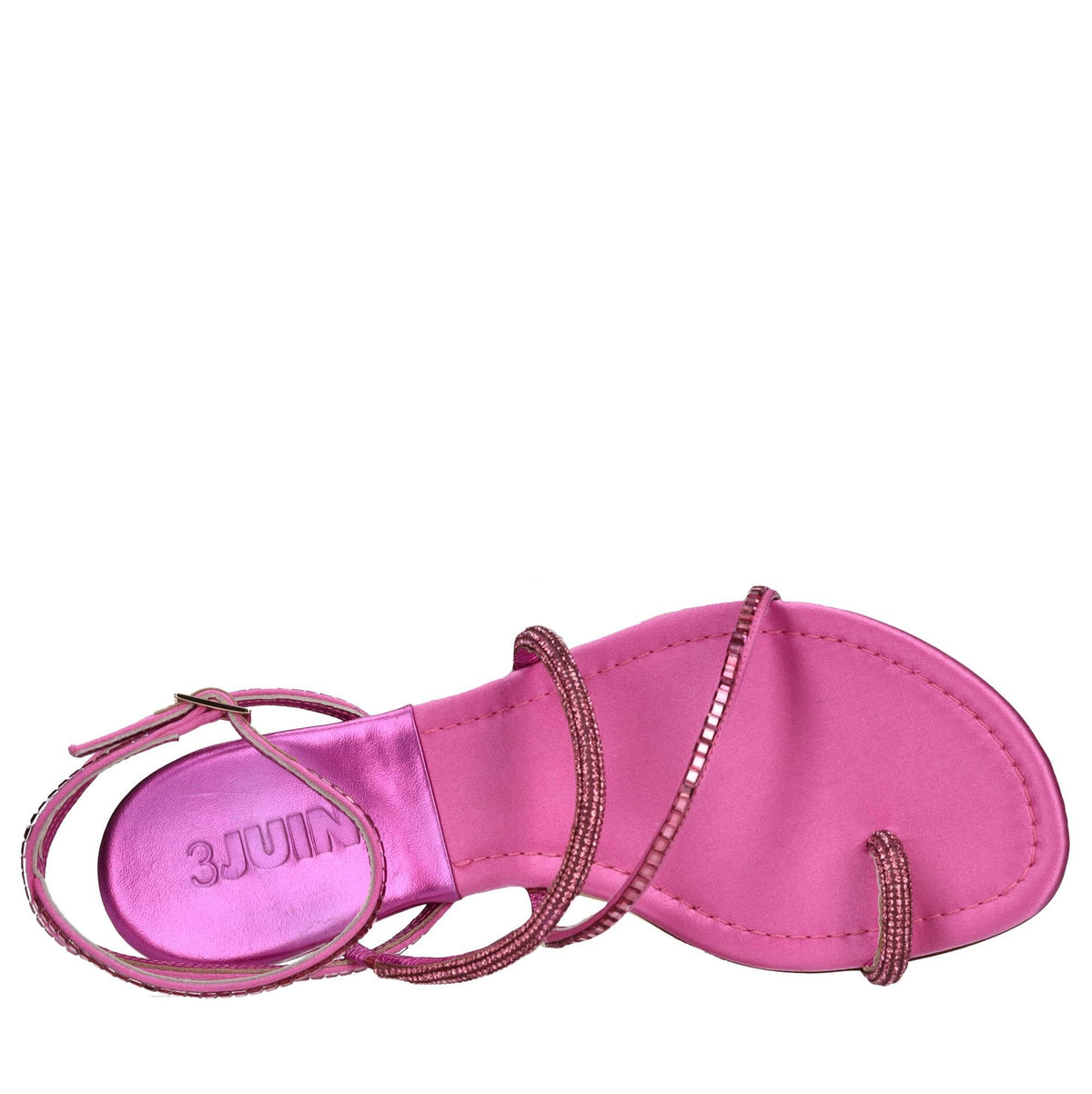 Sandali flat in raso cristalli e strass 