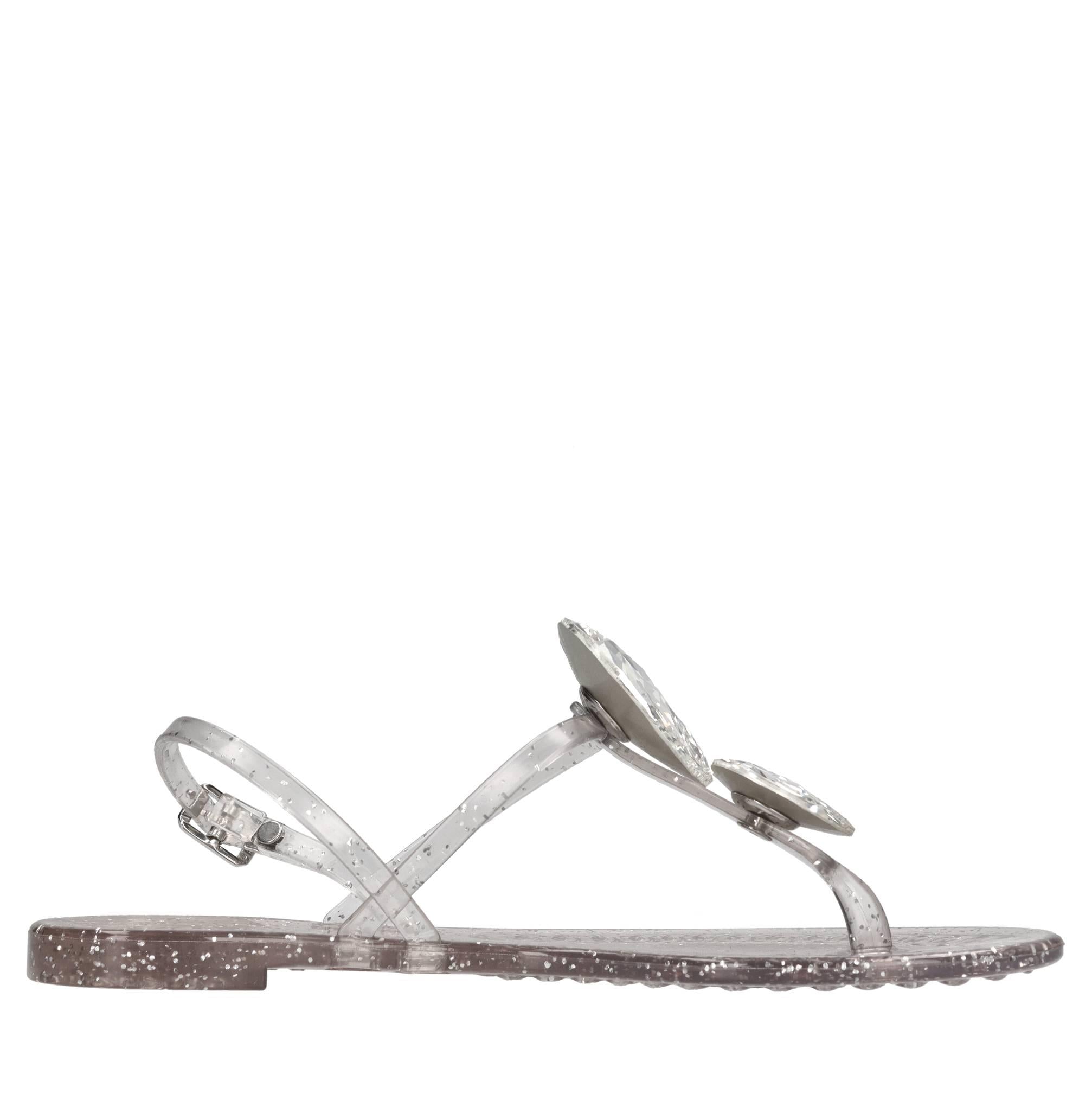Sandali flat Jelly Glitter in PVC e Swarovski 