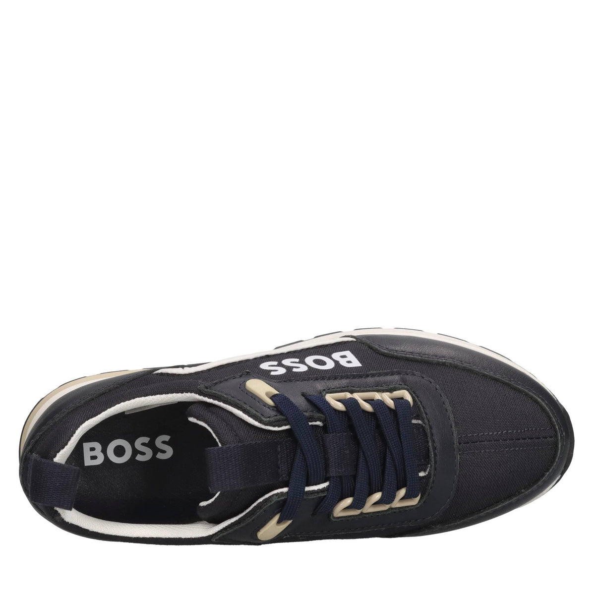 Sneakers in pelle e tessuto 