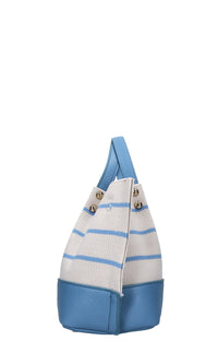 Borsa Stripes in tessuto ed ecopelle 