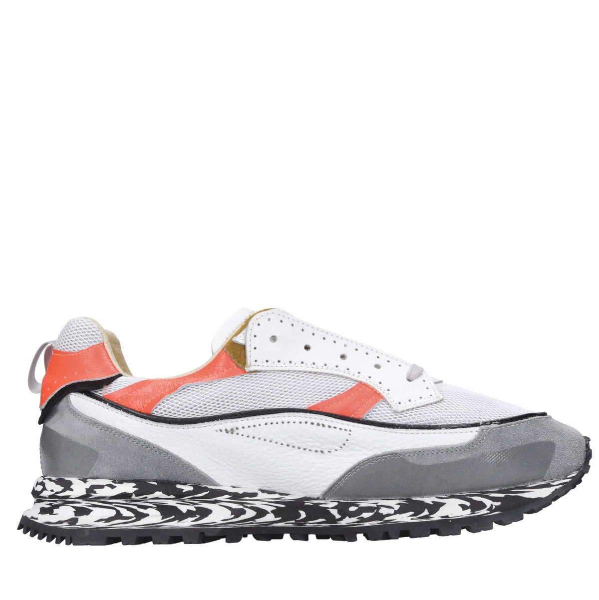 Sneakers in pelle e tessuto 