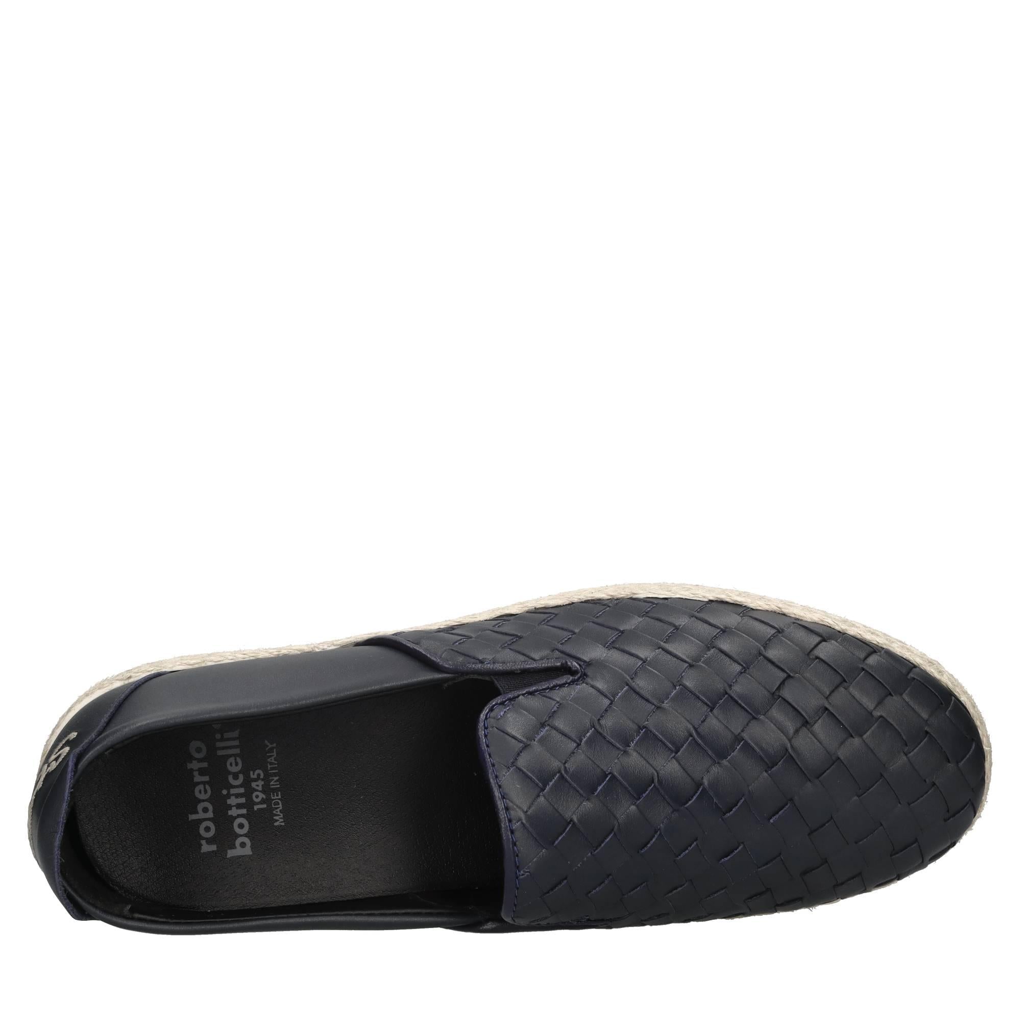Mocassini espadrillas in pelle e rafia 