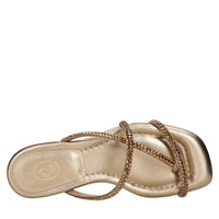 Mules in tessuto e strass 
