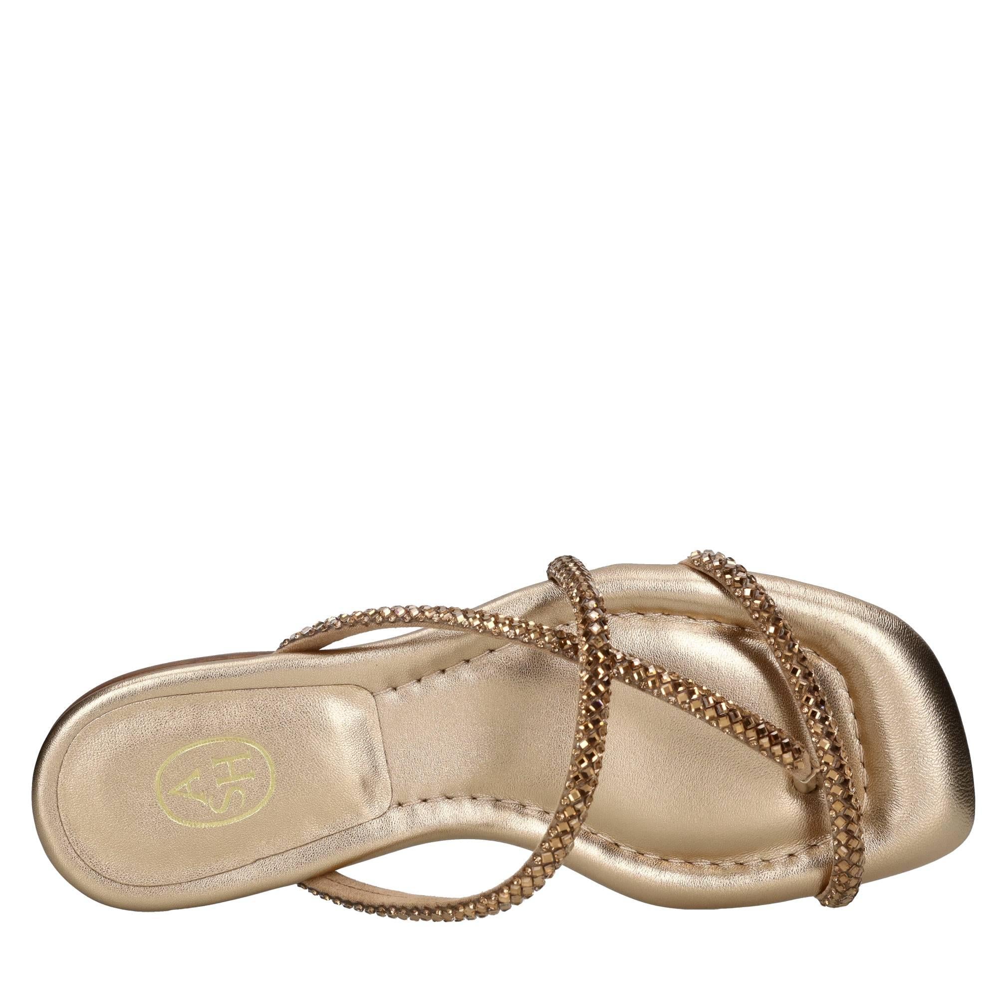 Mules in tessuto e strass 