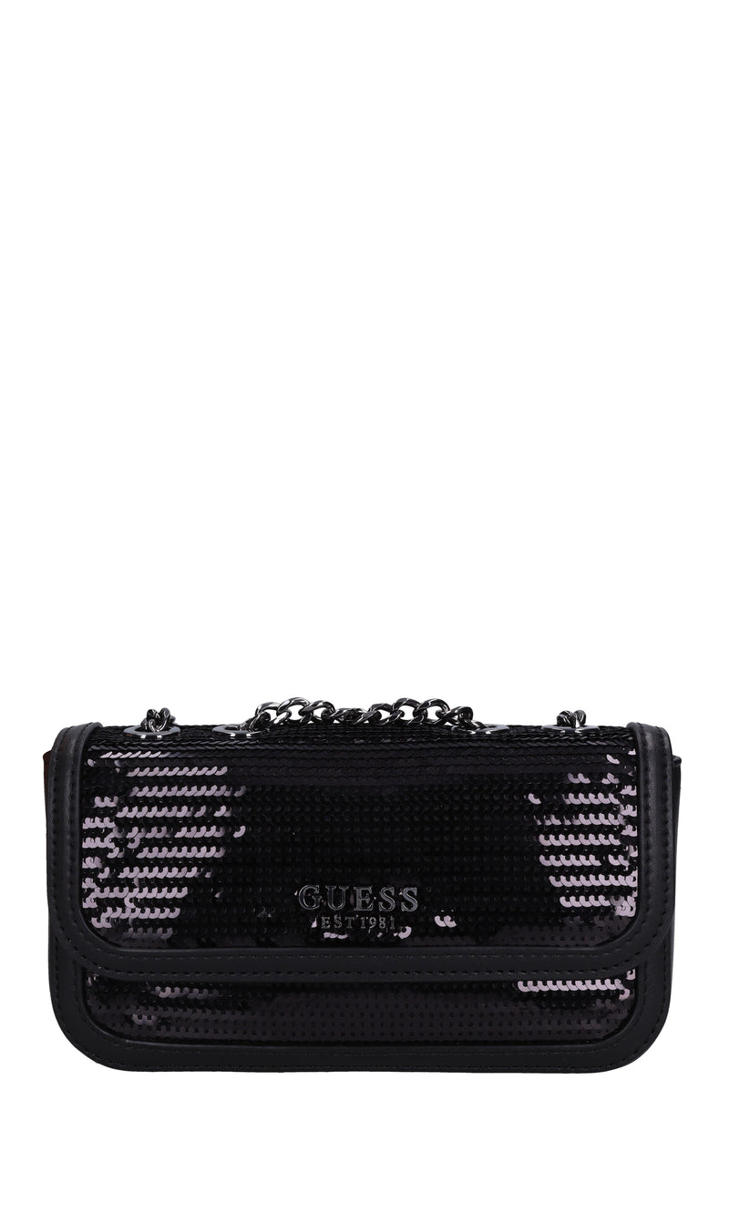 Borsa mini in ecopelle e paillettes 