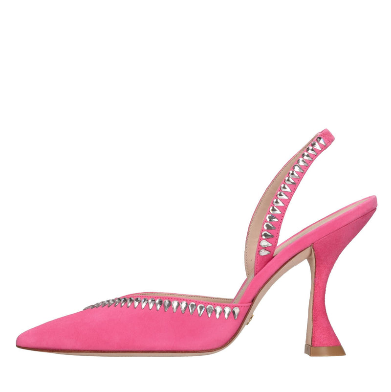 Décolleté slingback in camoscio e pelle 