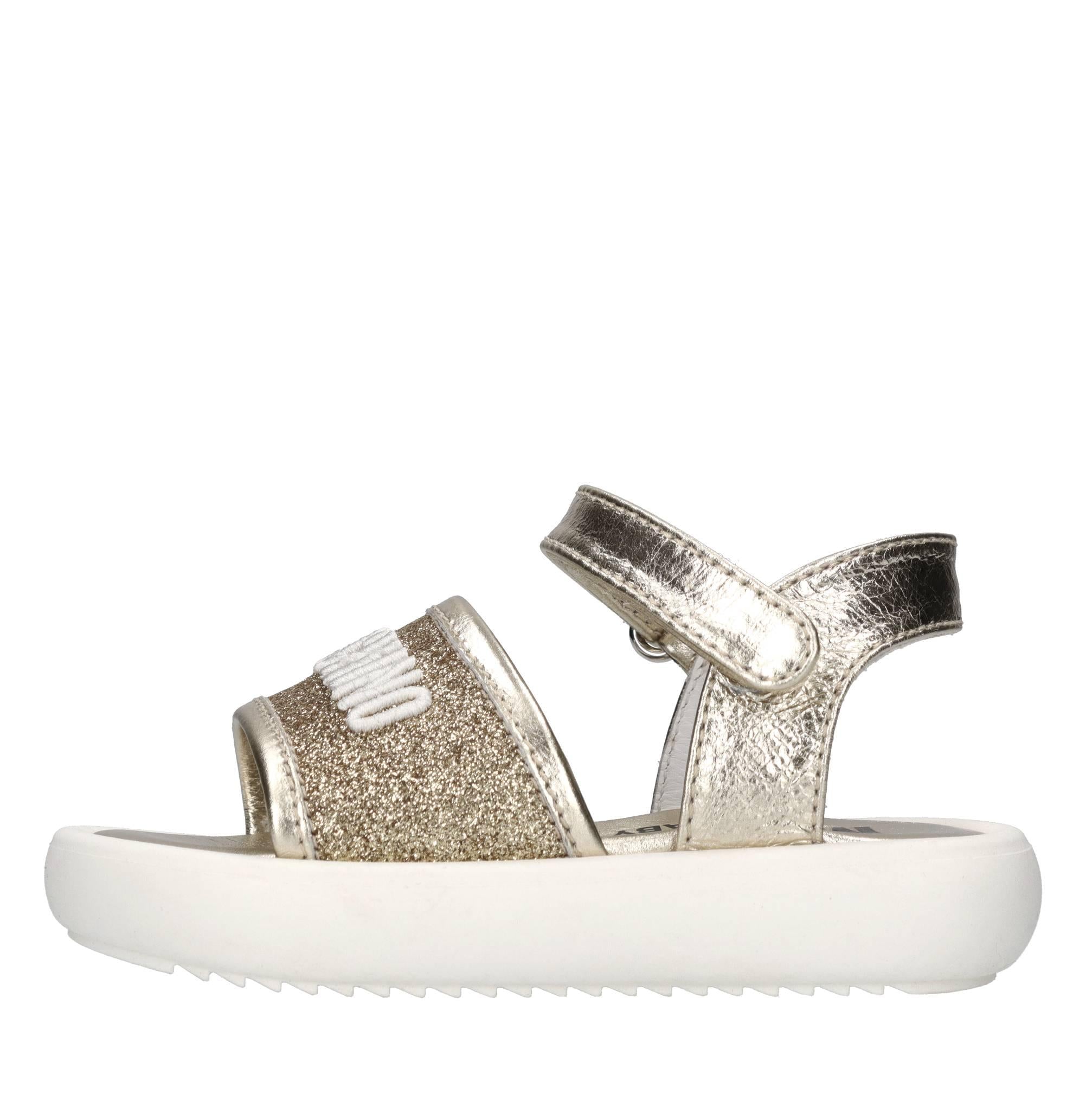 Sandali in pelle e microglitter 