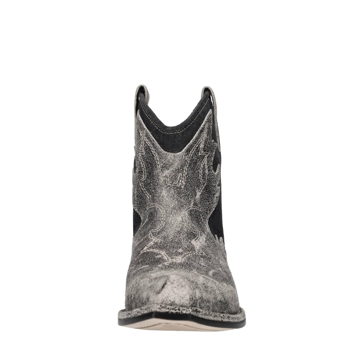 Stivaletti texani in pelle e denim 