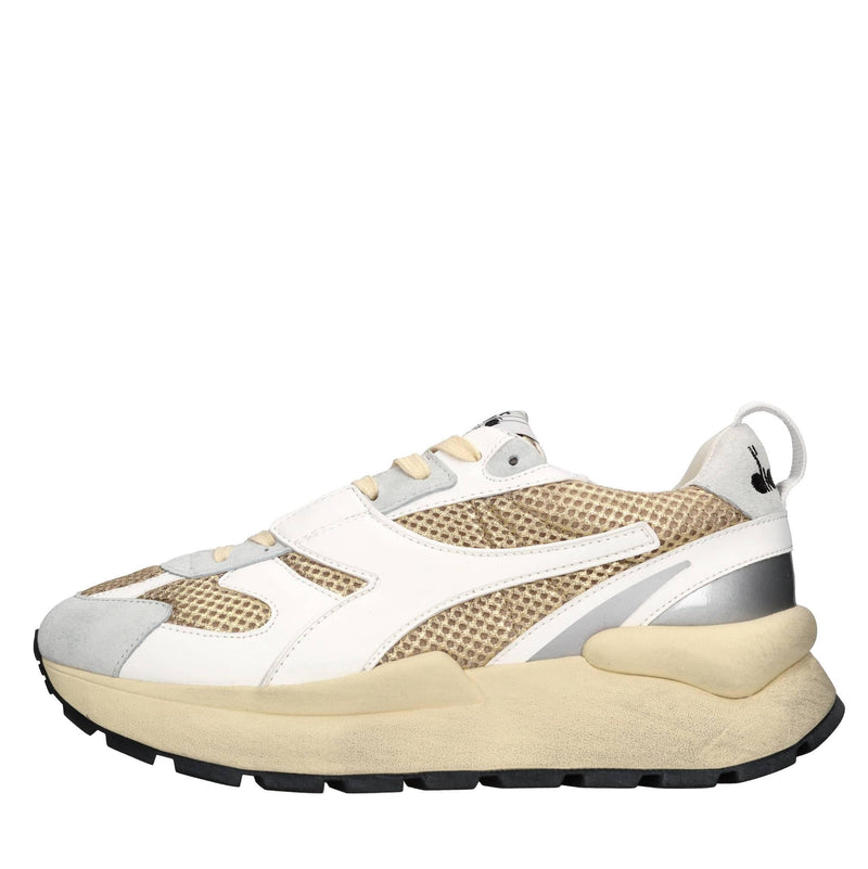 Sneakers in pelle e tessuto 