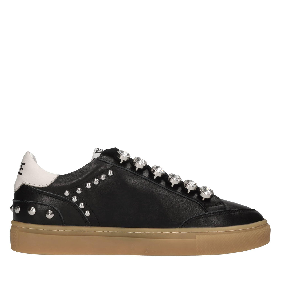 Sneakers in pelle,borchie e strass 