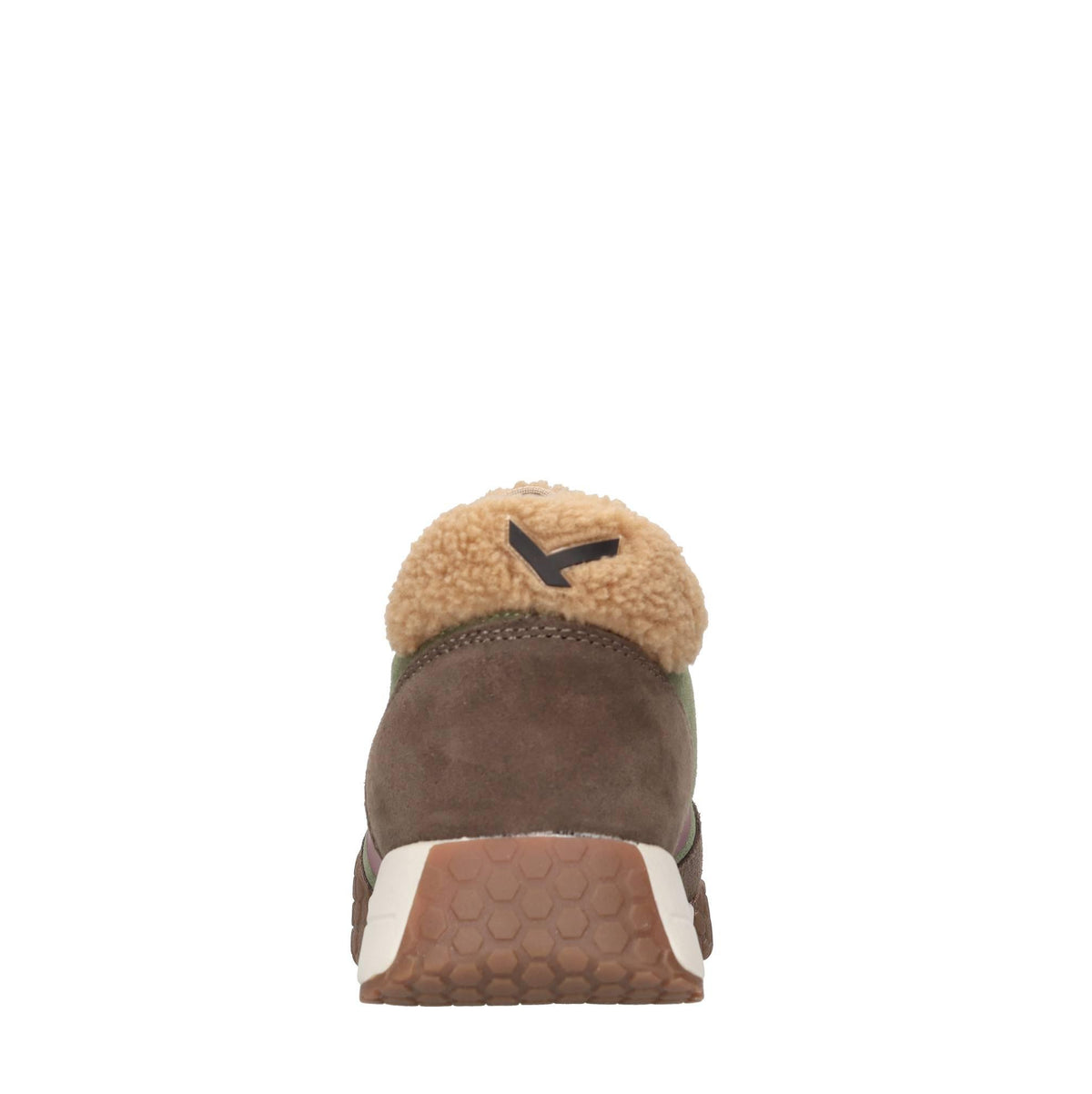 Sneakers vintage in camoscio di pelle, con inserti in eco-pelliccia 