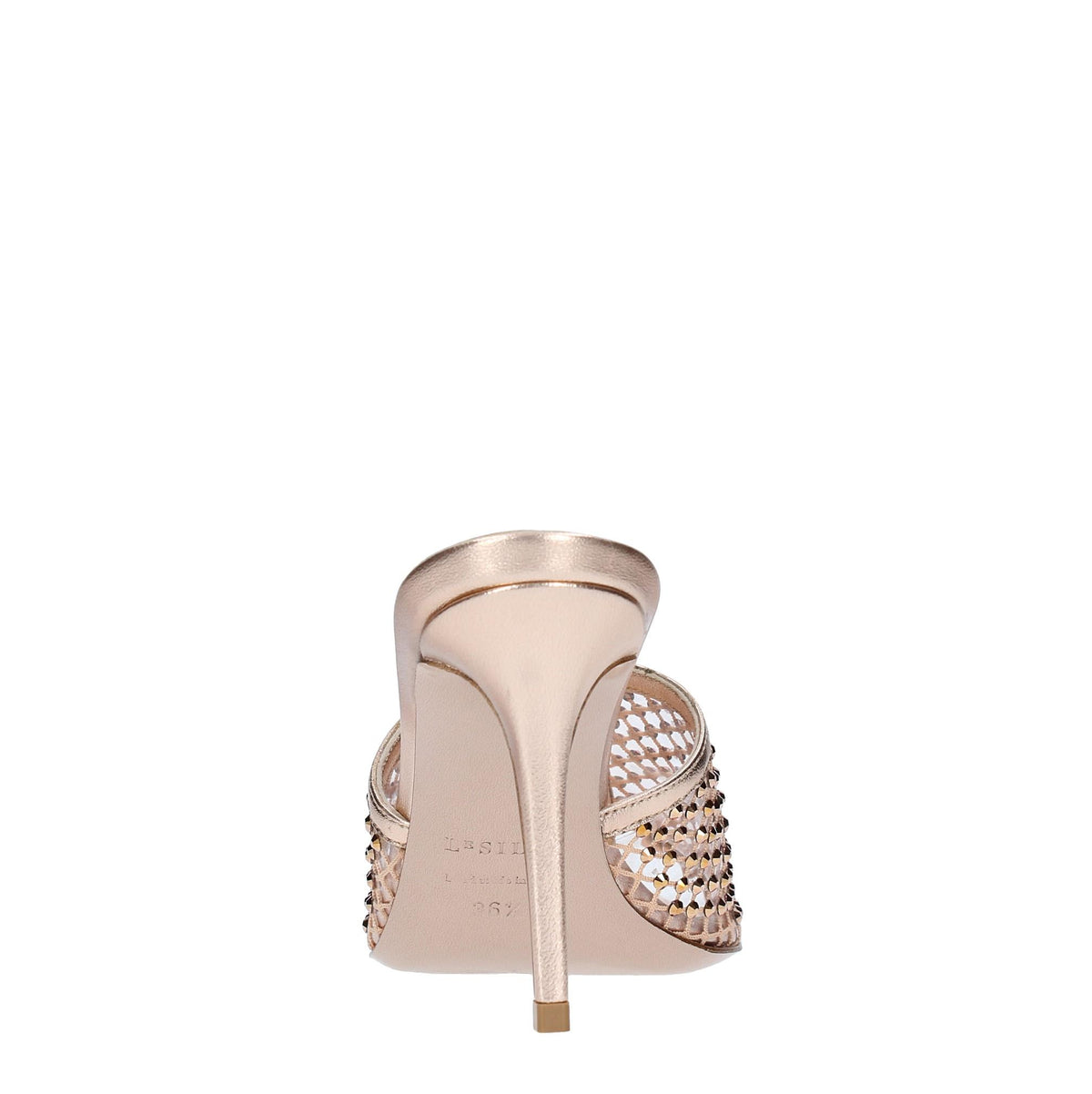 Mules in pelle tessuto e PVC 