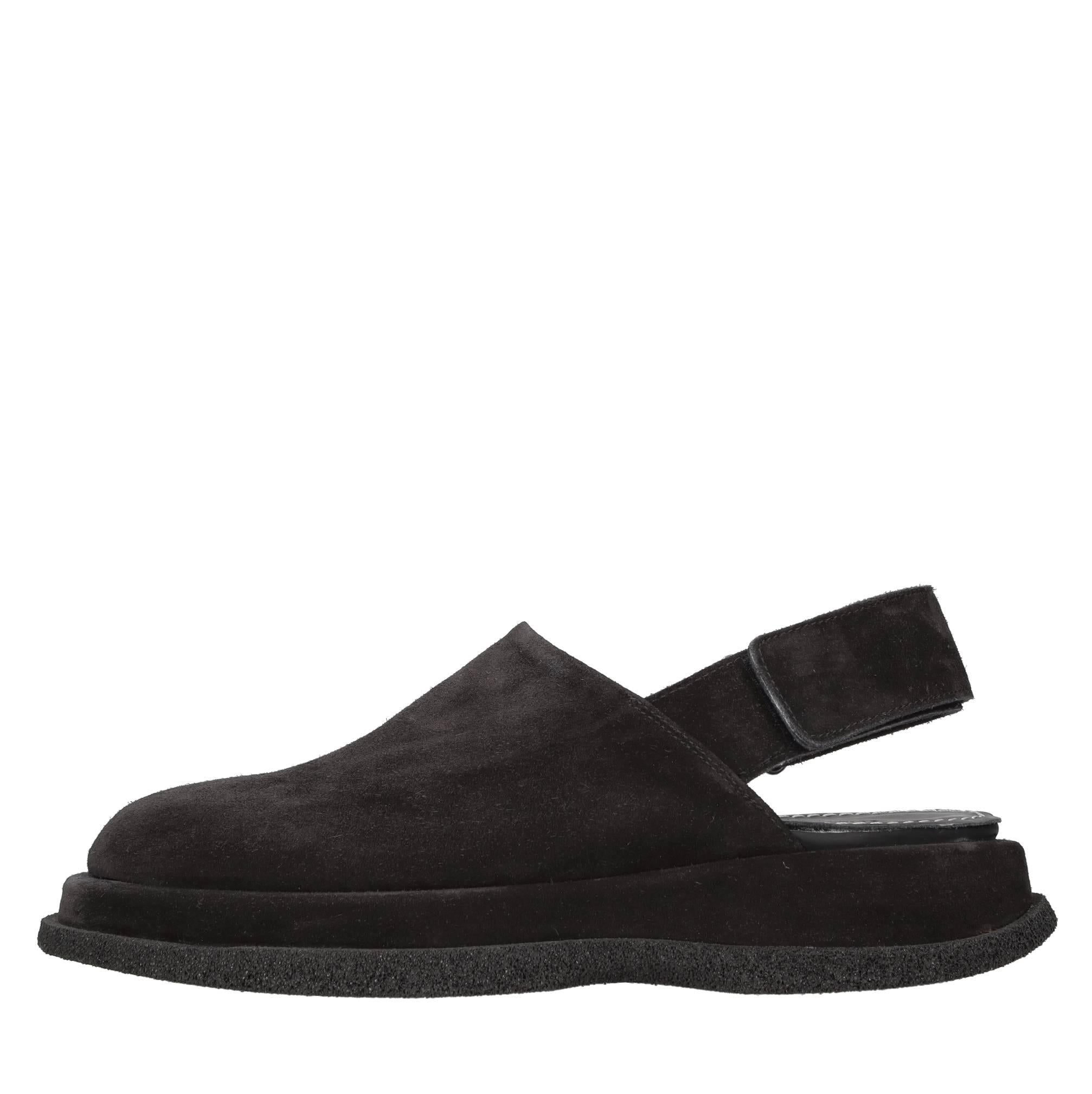 Mules in camoscio e pelle 