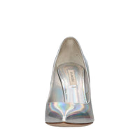 Décolleté Blade in pelle laminata argento specchiato 