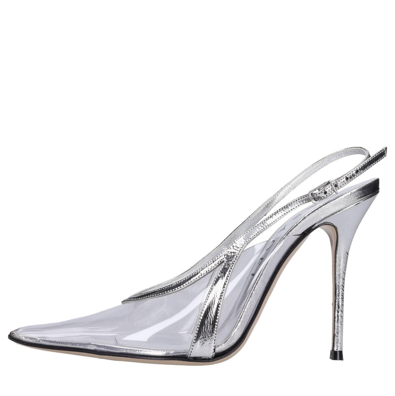 Décolleté slingback in pelle e plexi 