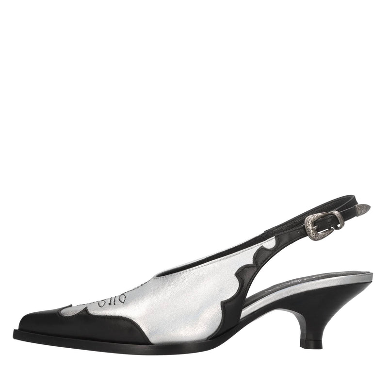 Décolleté slingback in pelle 