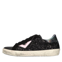 Sneakers in pelle e glitter 