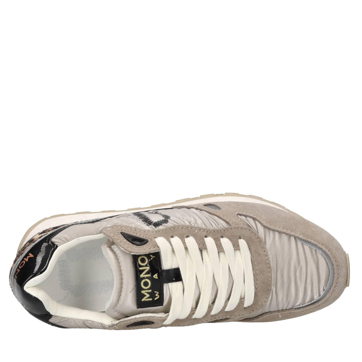 Sneakers in pelle e tessuto 