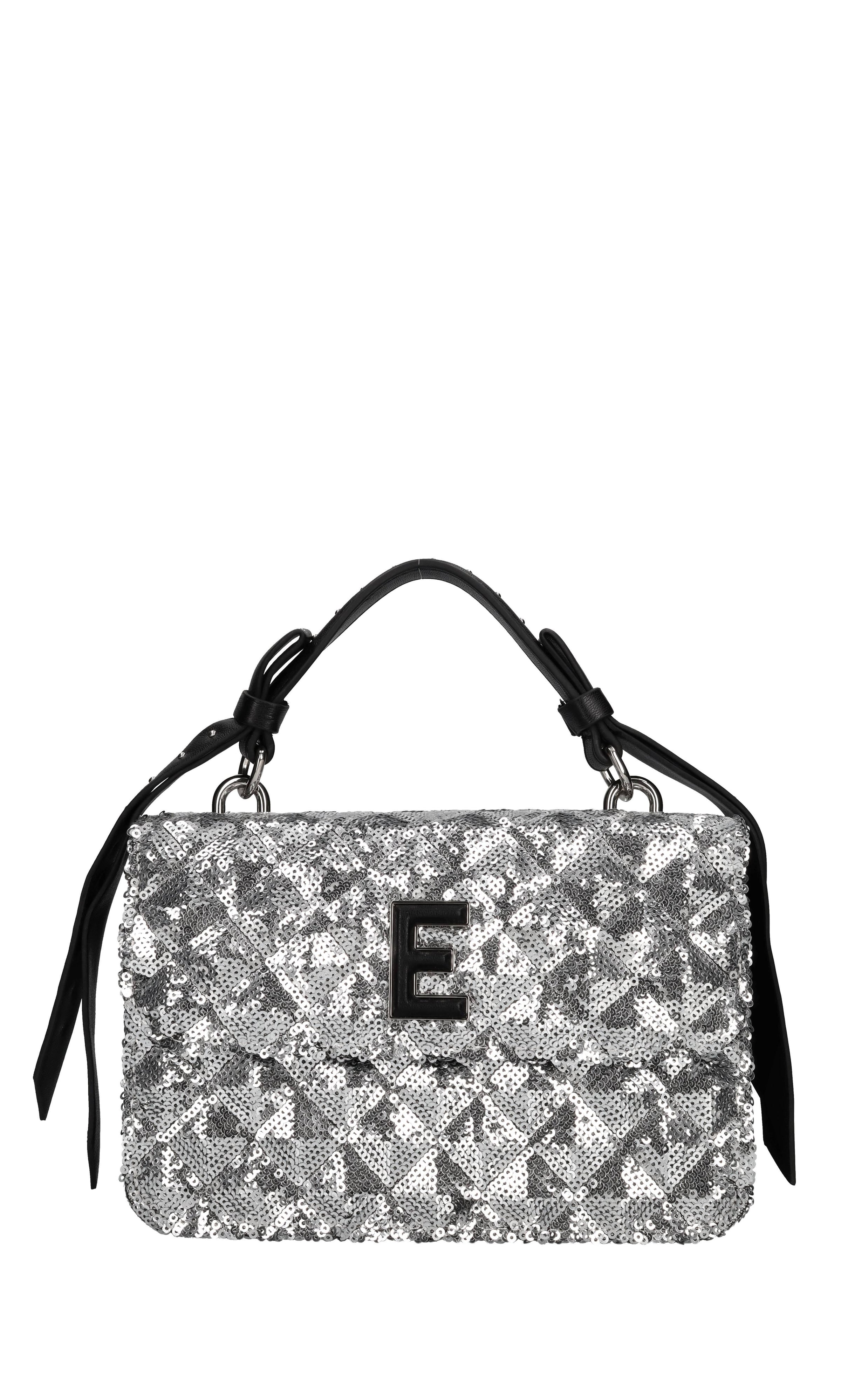 Borsa in ecopelle e paillettes 