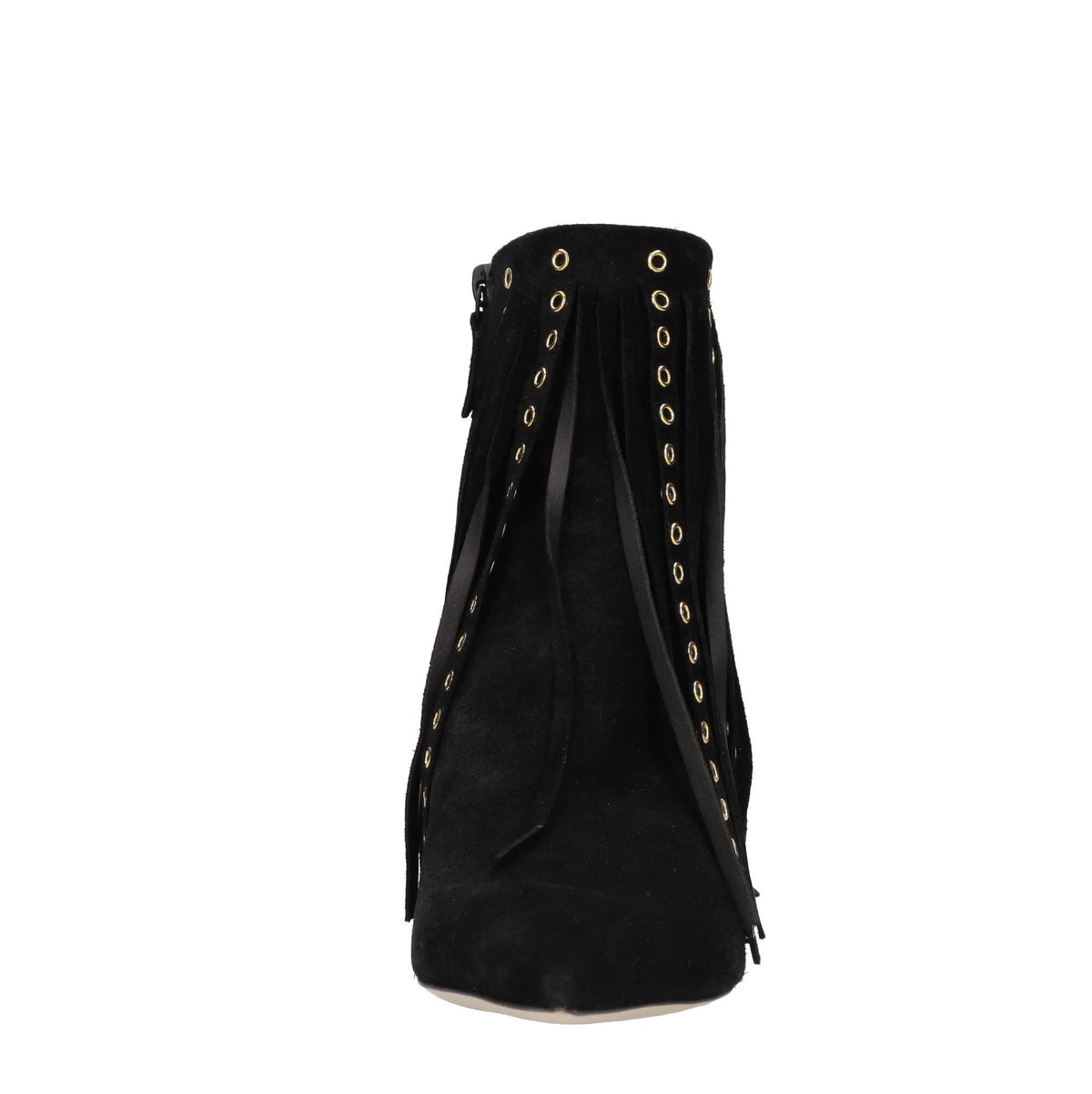 Tronchetti Superblade in camoscio con borchie forate color oro 