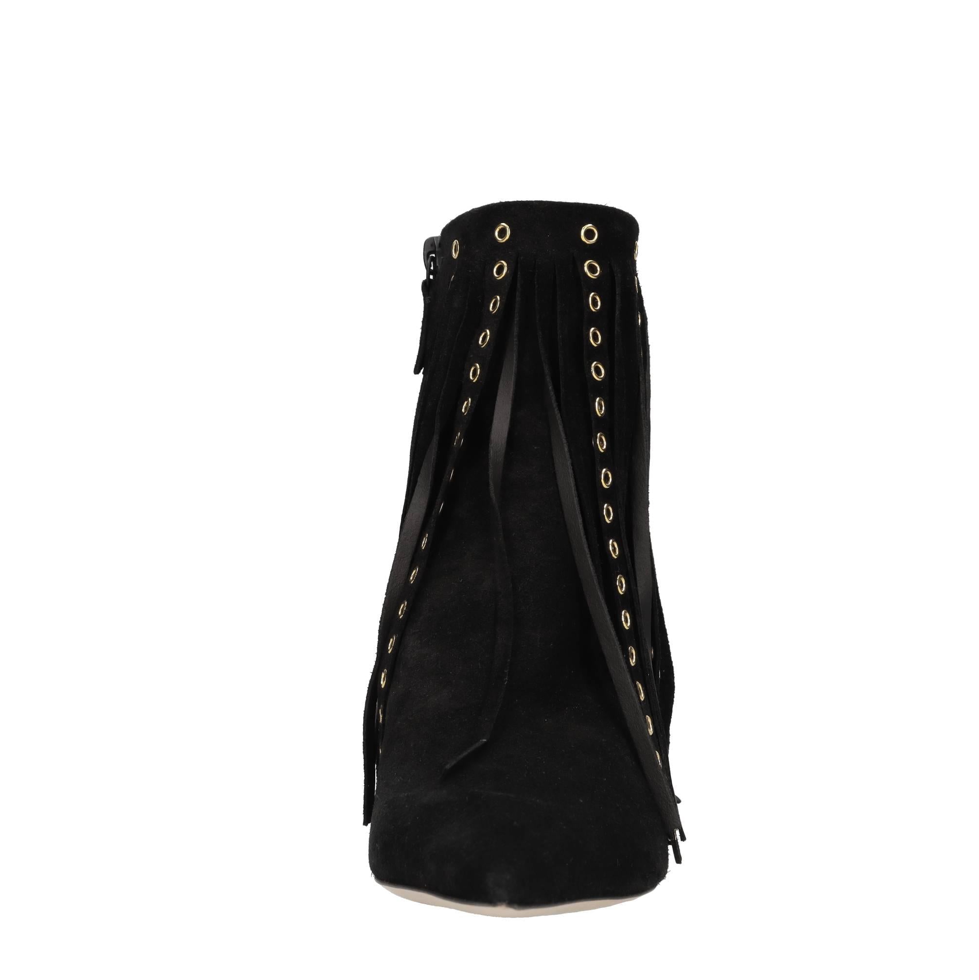 Tronchetti Superblade in camoscio con borchie forate color oro 