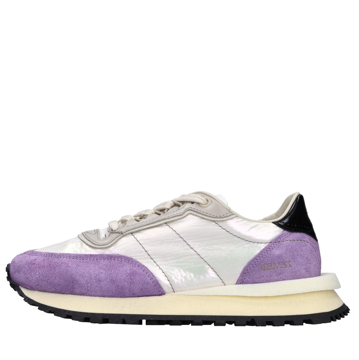 Sneakers in pelle e tessuto 