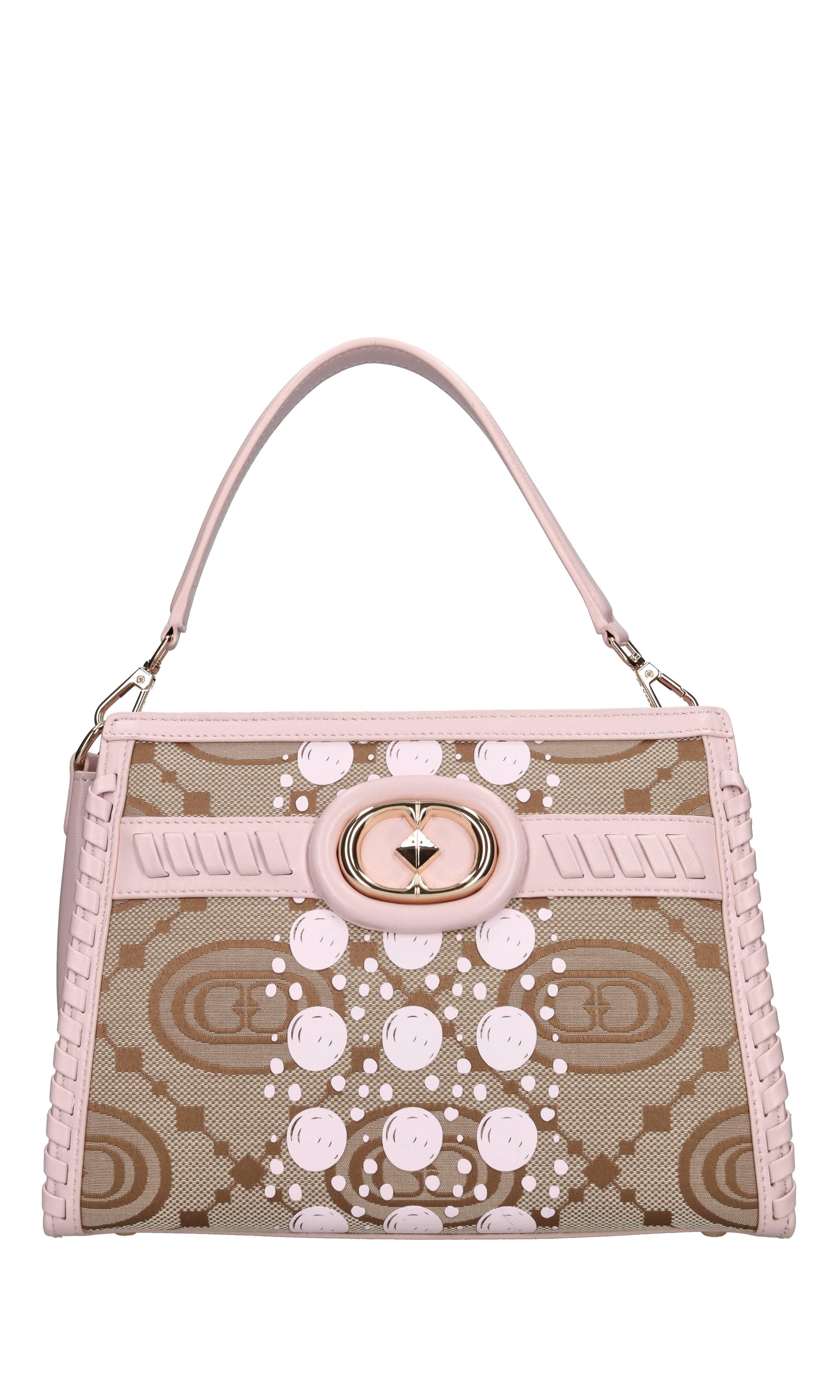 Borsa monogram in pelle e tessuto 