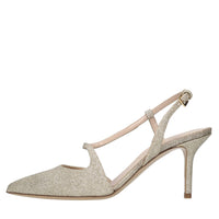 Décolleté slingback in tessuto microglitter 