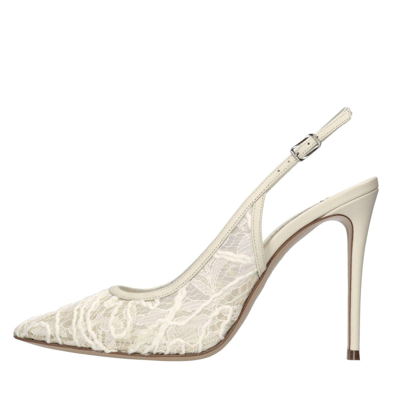 Décolleté slingback Chantilly in pelle e pizzo 