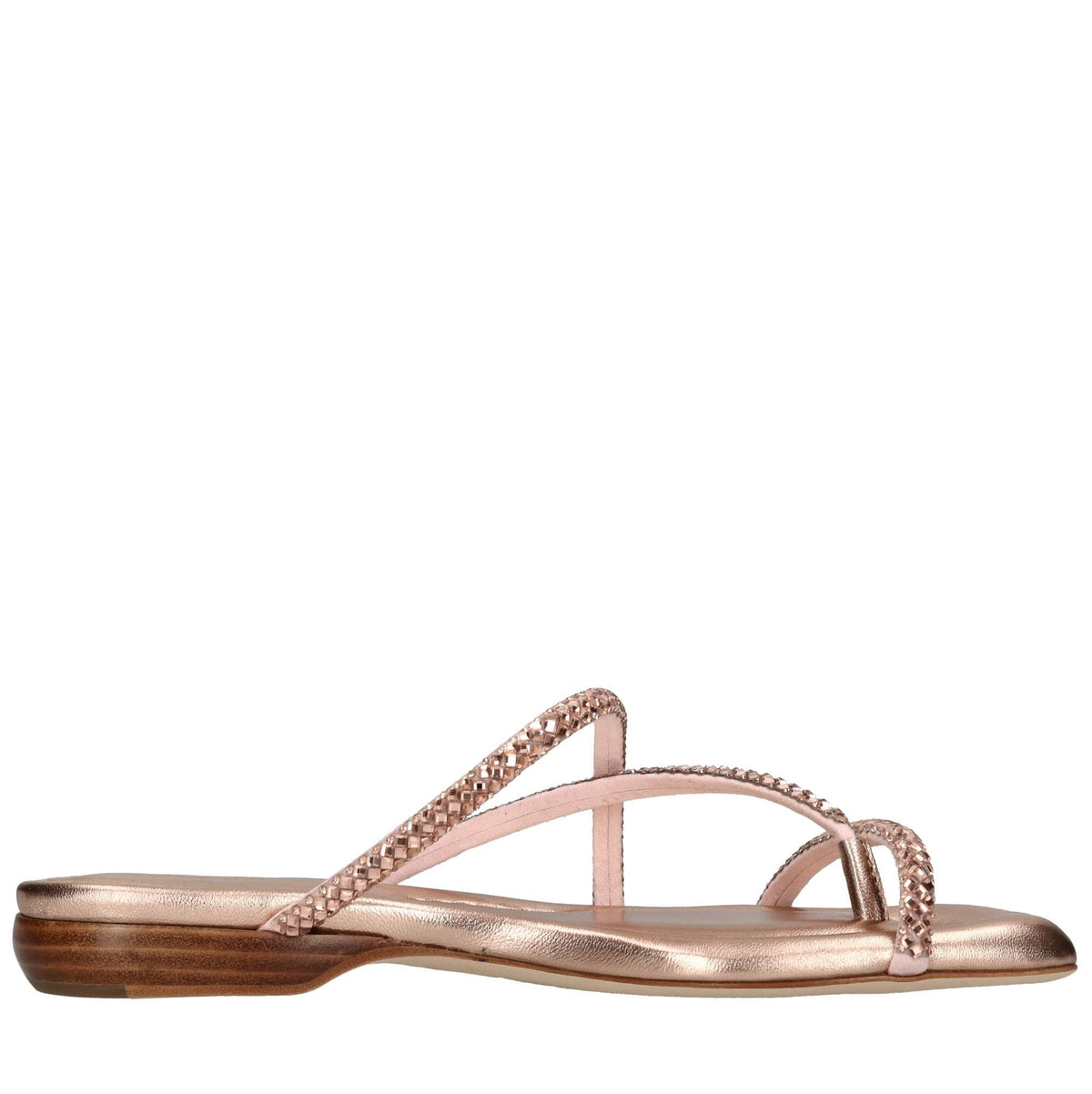 Mules in tessuto e strass 