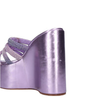 Mules Zeppa in pelle e strass 