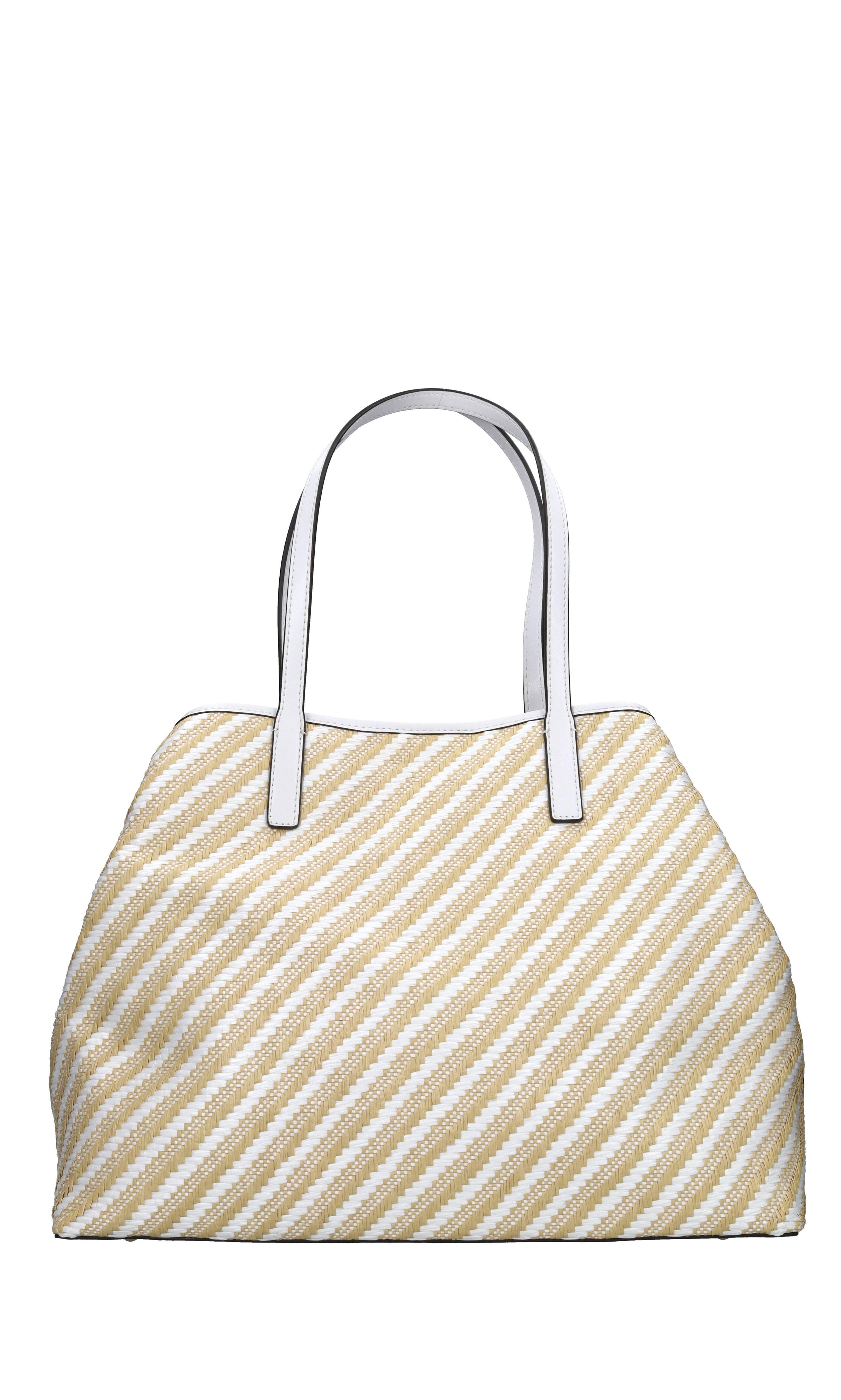 Borsa in rafia tessuto ed ecopelle 