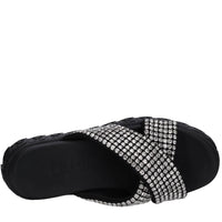 Mules in tessuto e strass 