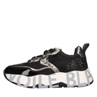 Sneakers in pelle, vernice e glitter 