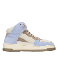 Sneakers in pelle, camoscio e pelliccia sintetica 