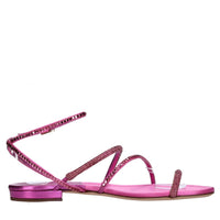 Sandali flat in raso cristalli e strass 