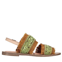 Sandali in pelle e tessuto 