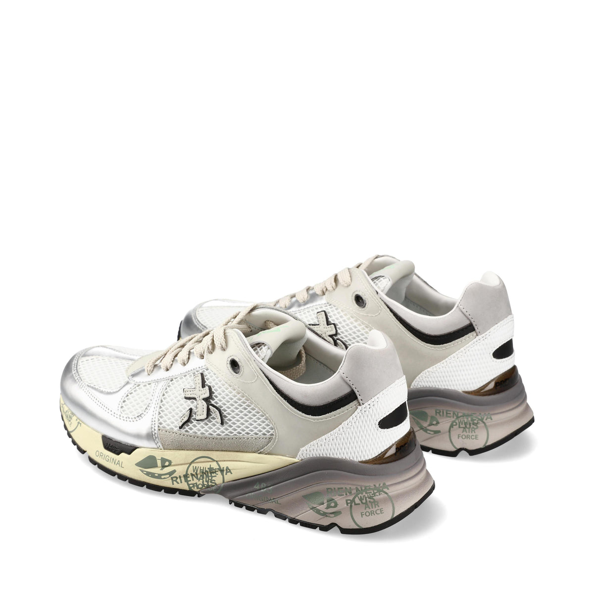 Sneakers in pelle e tessuto 