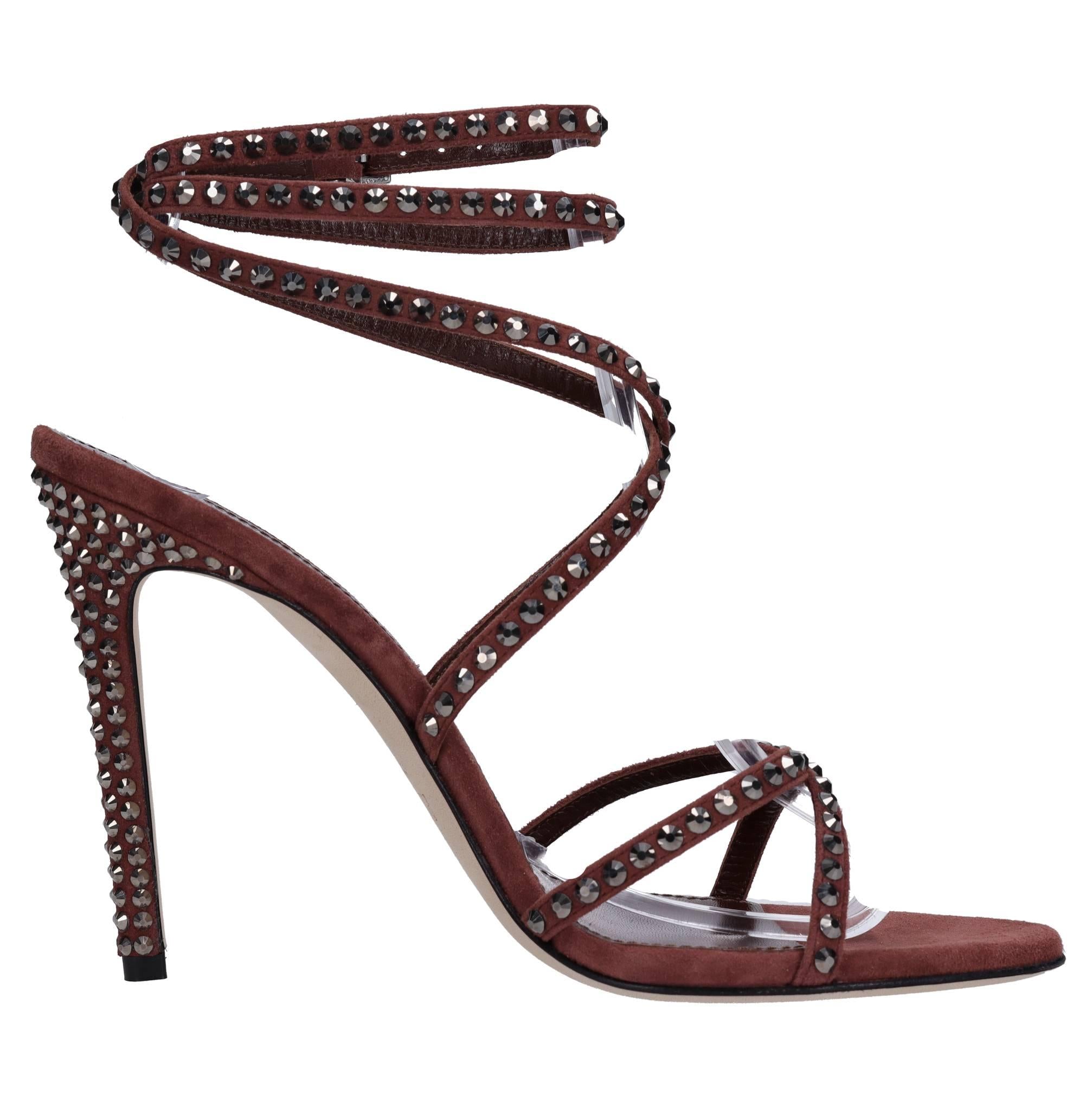 Sandali holly zoe in camoscio con strass 