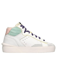 Sneakers in pelle e tessuto 