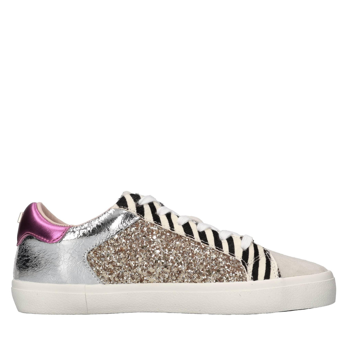 Sneakers in pelle cavallino e glitter 