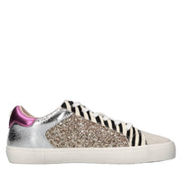 Sneakers in pelle cavallino e glitter 
