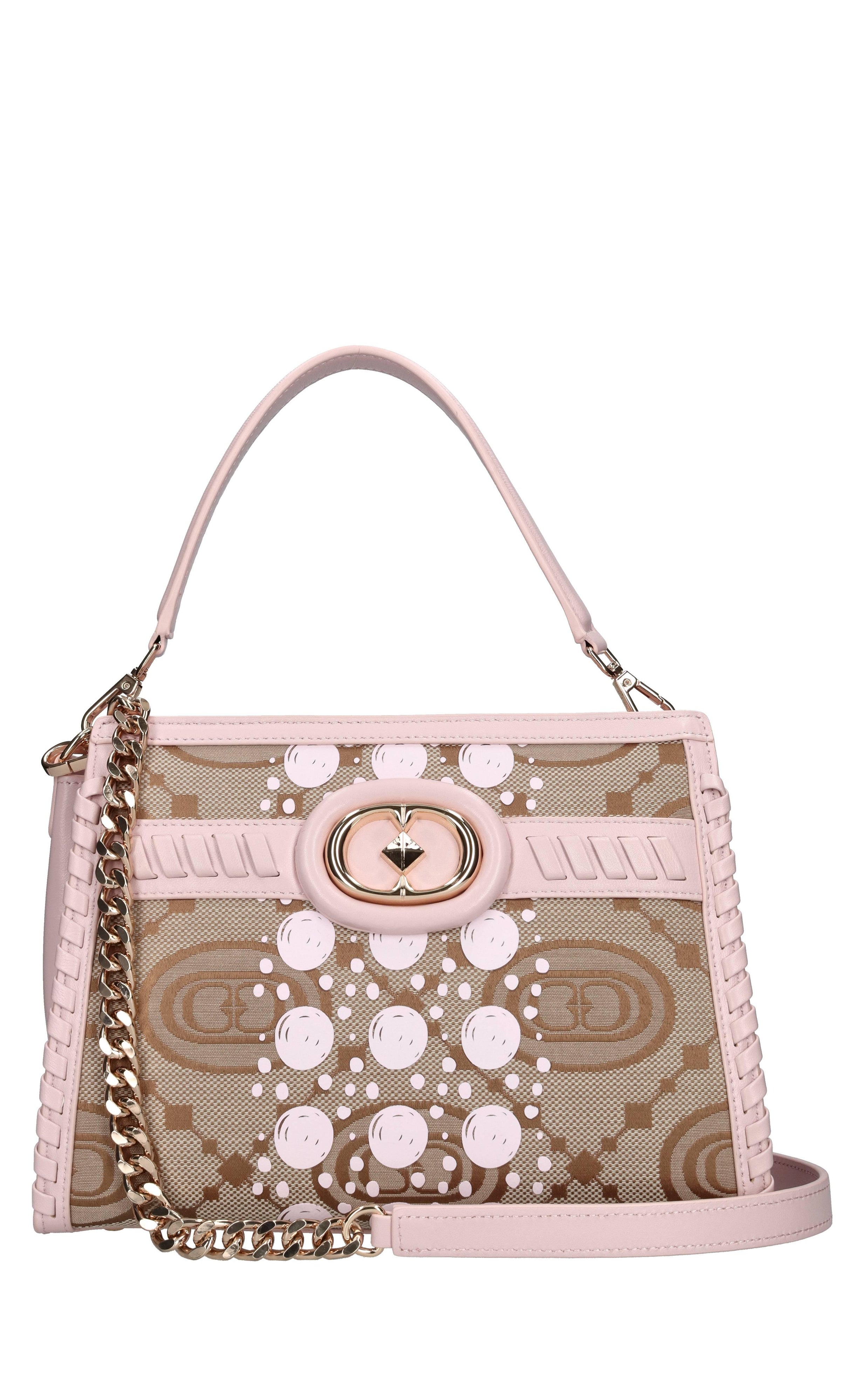 Borsa monogram in pelle e tessuto 
