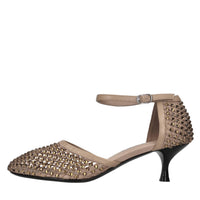Décolleté Connie in pelle tessuto e strass 