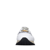 Sneakers in pelle e tessuto 