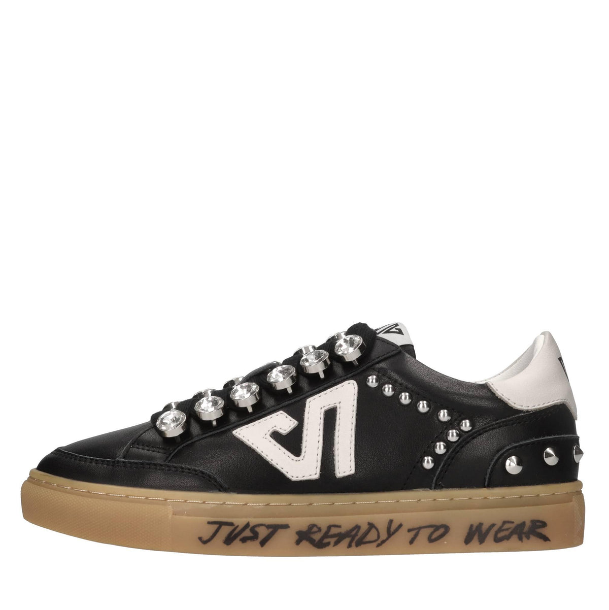 Sneakers in pelle,borchie e strass 
