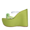 CASADEI Plexi Satin and Rhinestone Wedge Mules