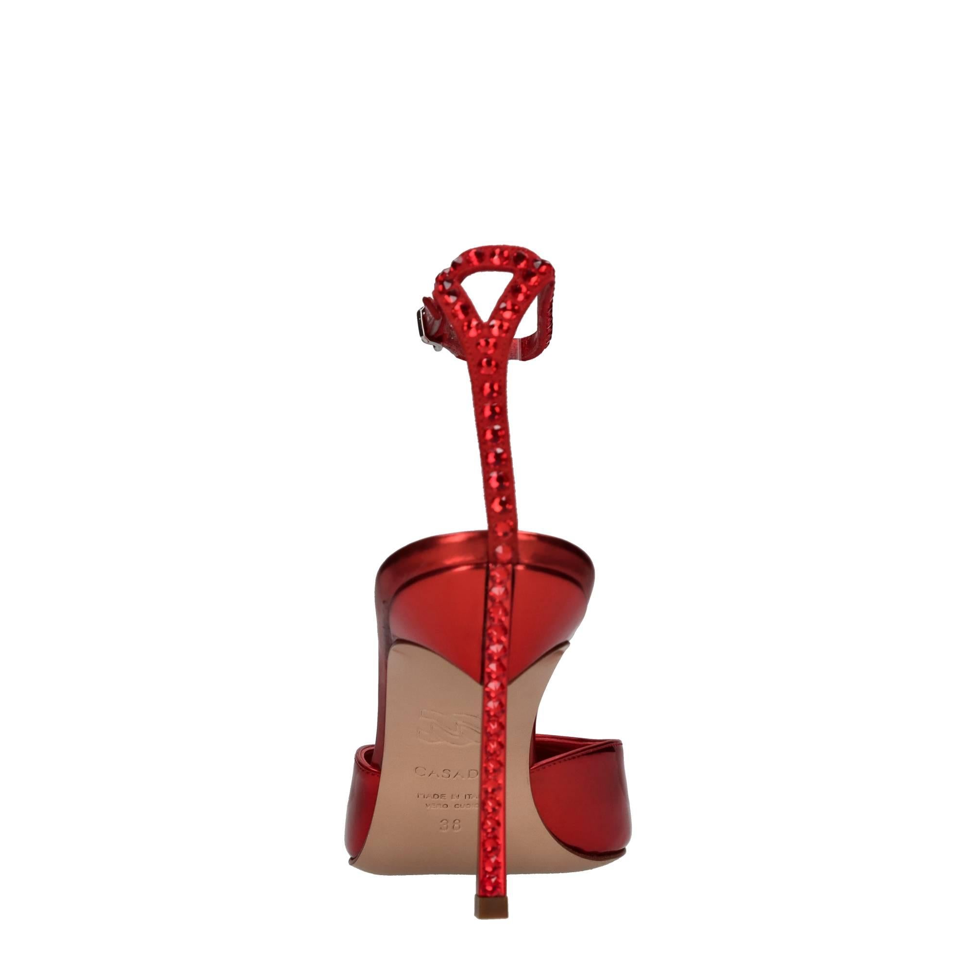 Décolleté slingback blade in pelle e strass 