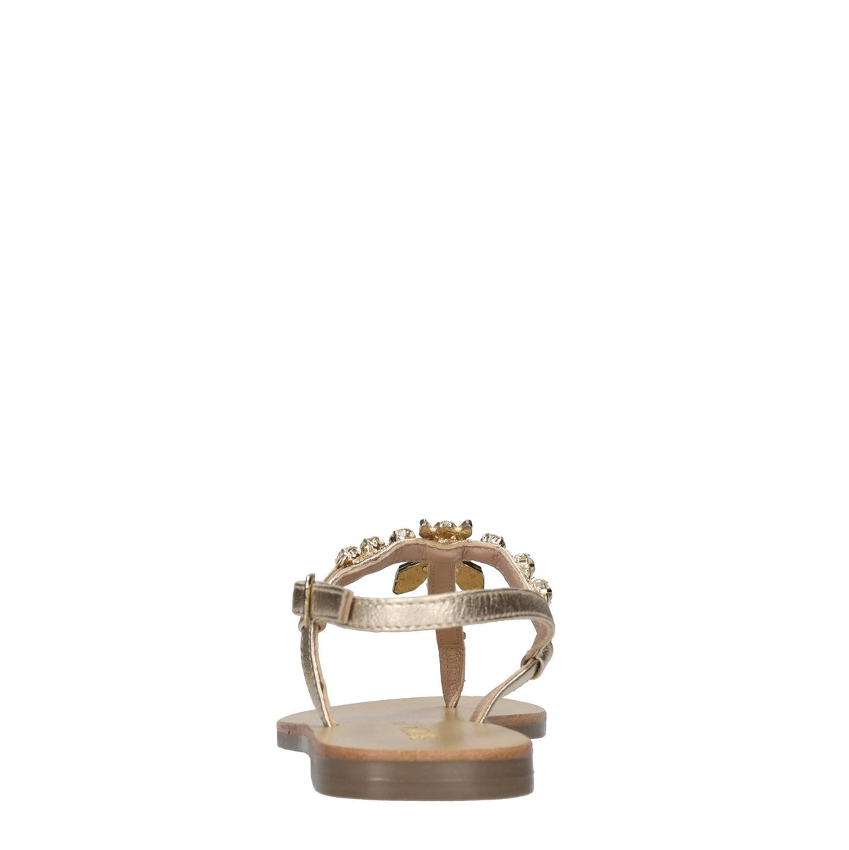 Sandali flat infradito in pelle con accessorio gioiello 
