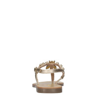 Sandali flat infradito in pelle con accessorio gioiello 